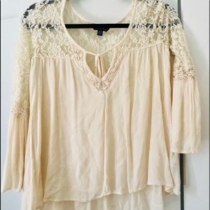 Lace Inset Long Sleeve Blouse